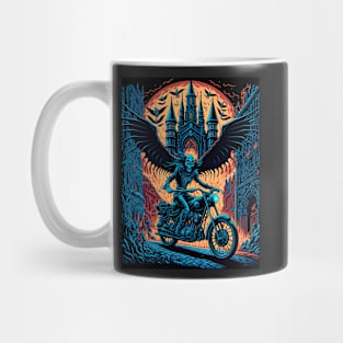 Skeleton Riding Motorbike - Orange Moon Mug